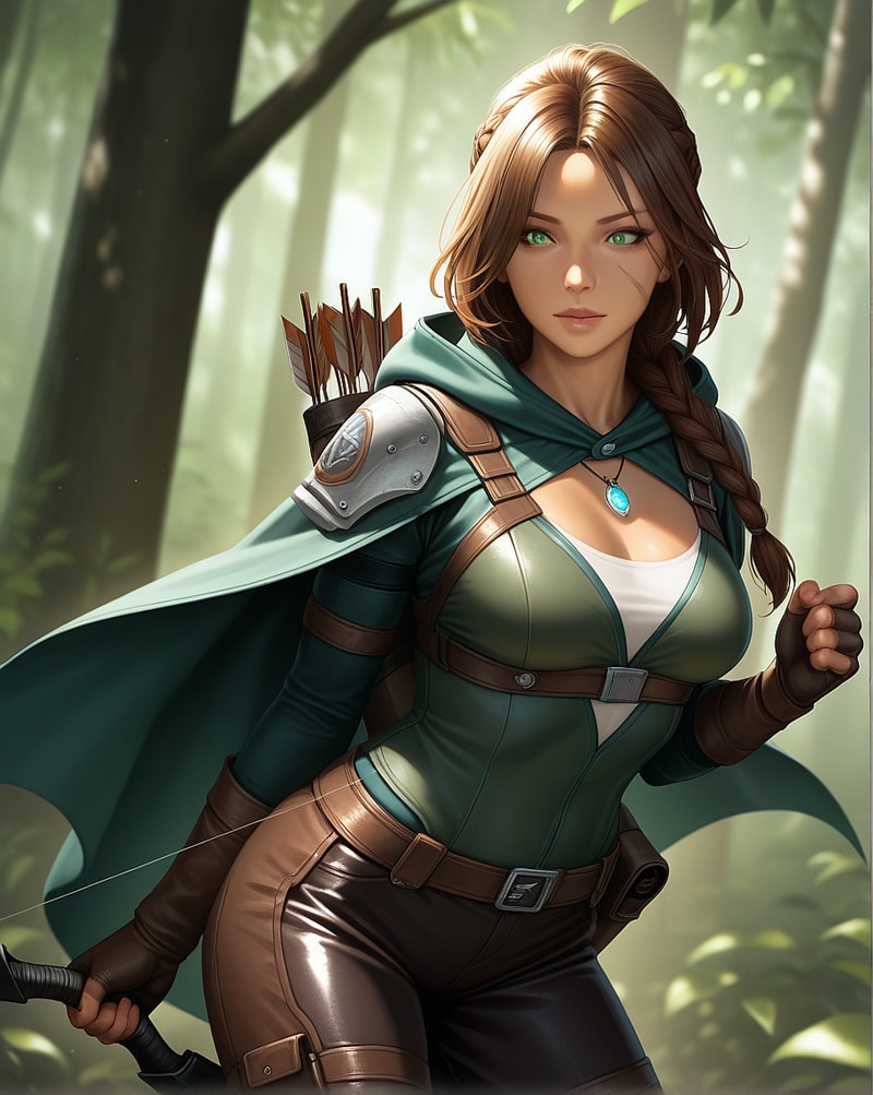 Archer in green armor in forest