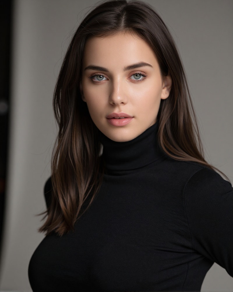 Woman in black turtleneck portrait
